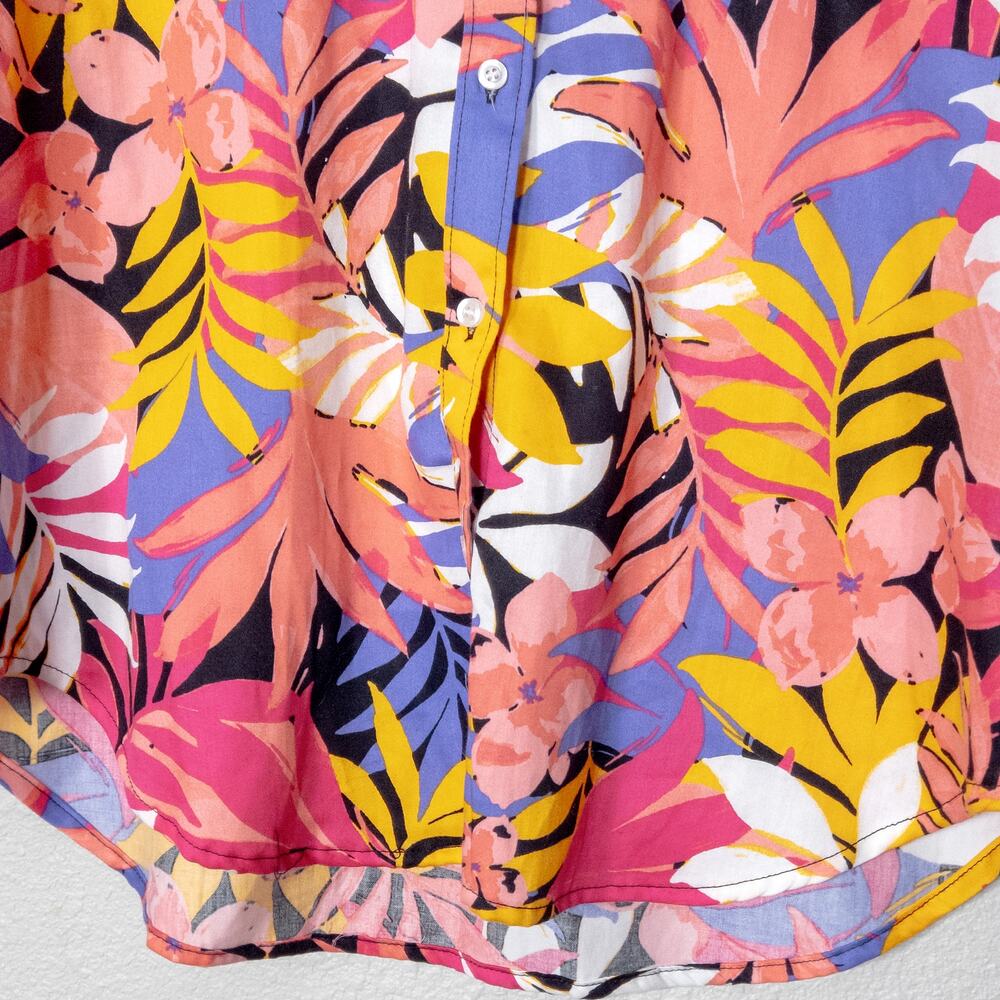 Ruby Rd Button Down Shirt Size 12 Pink Tropical Floral Resort Colorful - Picture 6 of 9